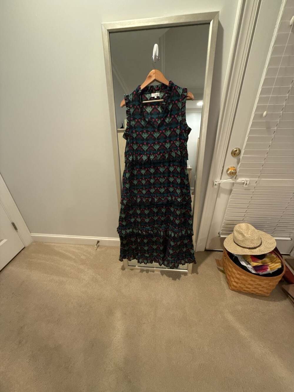 Livro Black Floral Print Sleeveless Tiered Ruffle Maxi Dress Size S